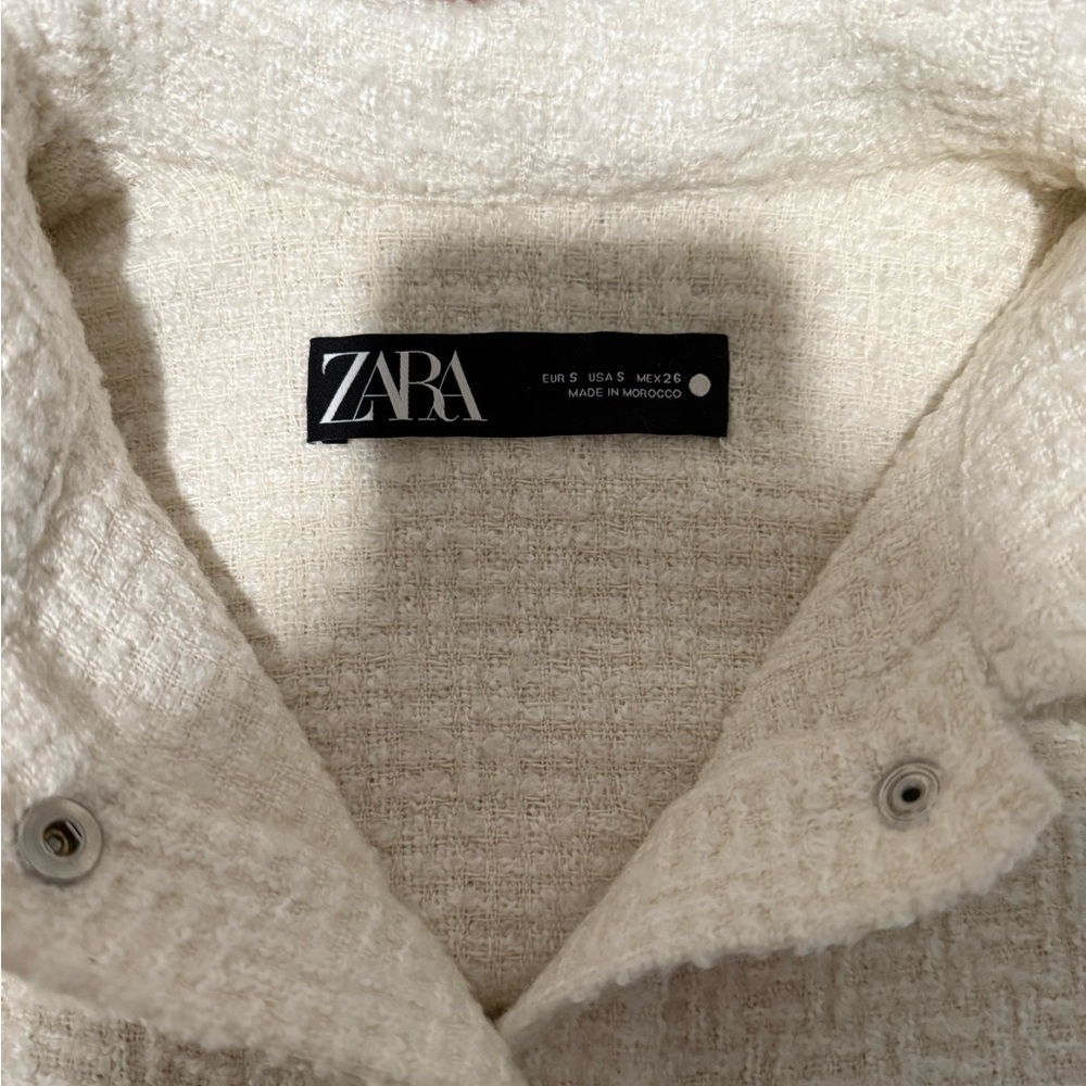 Cream Textured Button-Up Jacket - Picture 3 of 5